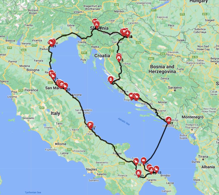 Map for Zagreb Roundtrip - Around the Adriatic sea